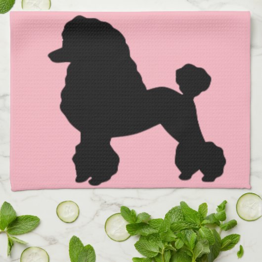 50年代のピンクのプードルのスカートの刺激を受けたな台所タオル キッチンタオル (折り畳み)