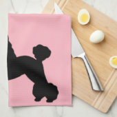 50年代のピンクのプードルのスカートの刺激を受けたな台所タオル キッチンタオル (四つ折り)