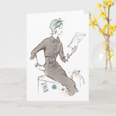 50年代のファッション-挨拶かNotecard カード (黄色い花)