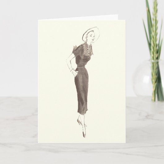 50年代のファッション-挨拶またはメッセージカード カード (正面)