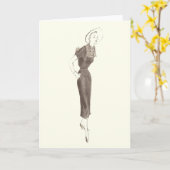 50年代のファッション-挨拶またはメッセージカード カード (黄色い花)