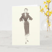 50年代のファッション-挨拶またはメッセージカード カード (黄色い花)