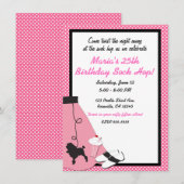 50年代のフィフティーズソックホップピンクポードルスカートパーティー 招待状 (正面/裏面)