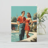 50年代のプールサイドのカップル 招待状 (スタンド正面)