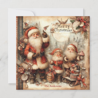 50年代のミュートファッションドカラーSanta Claus シーズンカード