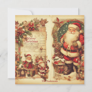 50年代のミュートファッションドカラーSanta Claus シーズンカード