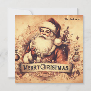 50年代のミュートファッションドカラーSanta Claus シーズンカード