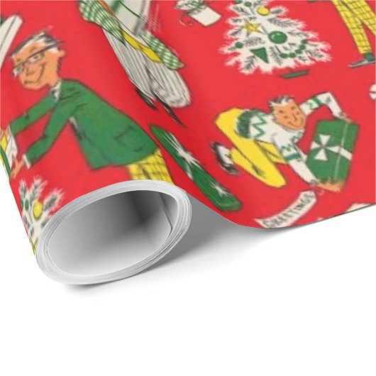 50年代のヴィンテージのクリスマスのギフト用包装紙 ラッピングペーパー (ロールコーナー)