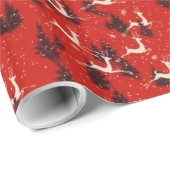 50年代のヴィンテージのクリスマスのトナカイのギフト用包装紙 ラッピングペーパー (ロールコーナー)