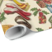 50年代のヴィンテージのクリスマスの包装紙 ラッピングペーパー (ロールコーナー)