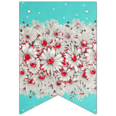 50年代のヴィンテージ縁どプリントデイジー バンティングフラッグ (第1の旗)