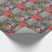 50年代の世紀半ばの赤い箱はギフトを飾ります ラッピングペーパー (角)