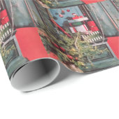 50年代の世紀半ばの赤い箱はギフトを飾ります ラッピングペーパー (ロールコーナー)