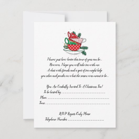 50年代の刺激を受けたな休日の茶パーティの招待状 招待状 (裏面)