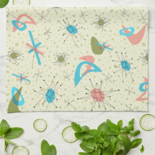 50年代の原子力時代の台所タオル キッチンタオル (折り畳み)