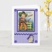 50年代の大きい男の子のためのかわいいカウボーイカード カード (黄色い花)