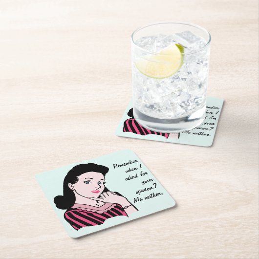 50年代の女性の皮肉 スクエアペーパーコースター (インサイチュ)