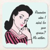 50年代の女性の皮肉 スクエアペーパーコースター (正面)