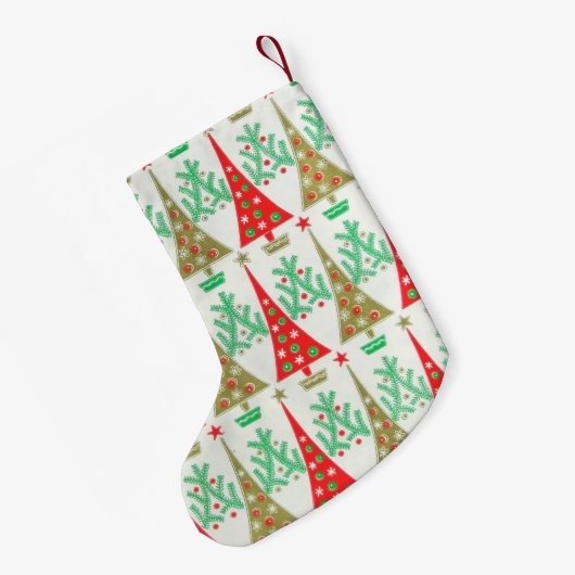 50年代の漫画のクリスマスツリーのクリスマスのストッキング スモールクリスマスストッキング (裏面 (吊り時))