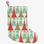 50年代の漫画のクリスマスツリーのクリスマスのストッキング スモールクリスマスストッキング (正面)