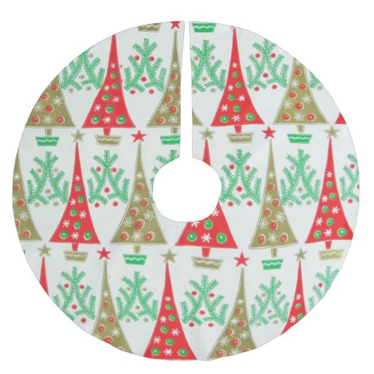 50年代の漫画のクリスマスツリーのスカート ブラッシュドポリエステルツリースカート (正面)