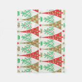 50年代の漫画のクリスマスツリーのフリースブランケット フリースブランケット (正面)