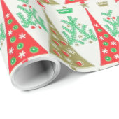 50年代の漫画のクリスマスツリーの包装紙 ラッピングペーパー (ロールコーナー)