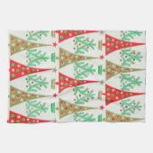 50年代の漫画のクリスマスツリーの台所タオル キッチンタオル (横)