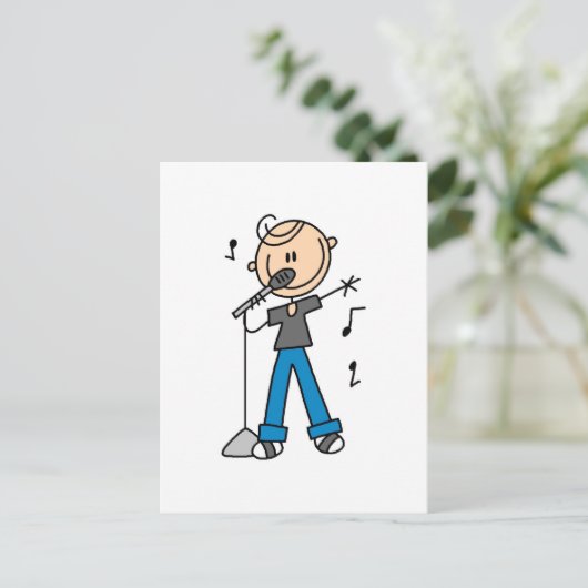 50年代の男性シンガースティックフィギュアtシャツとギフト ポストカード (スタンド正面)