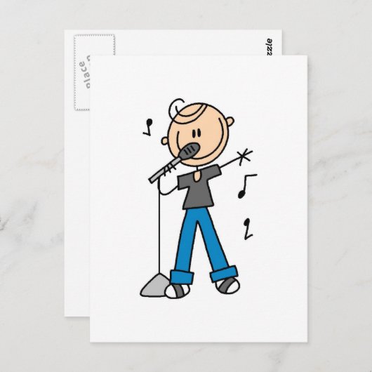50年代の男性シンガースティックフィギュアtシャツとギフト ポストカード (正面/裏面)