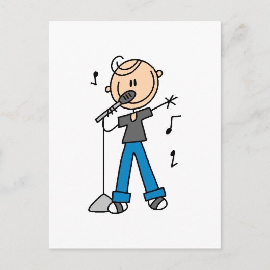 50年代の男性シンガースティックフィギュアtシャツとギフト ポストカード (正面)