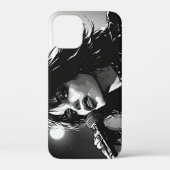 50年代の白黒グラフィック・コミックスタイルのゴス・パンクシンガー Case-Mate iPhoneケース (裏面)