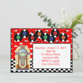 50年代の石nロールジュークボックスの誕生日の招待状 招待状 (スタンド正面)