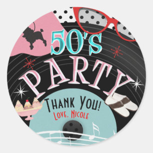 50年代の1950年代のレコードテーマパーティーのカスタム支持 ラウンドシール