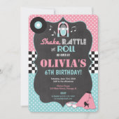 50年代の50年代のソックホップロック転がの誕生日 招待状 (正面)