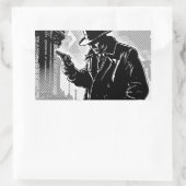 50年代のBWグラフィックコミックスタイルの過酷な都市探偵 長方形シール (バッグ)