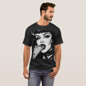 50年代のBWグラフィックスタイル ゴス娘のタコス食べる Tシャツ (正面フル)