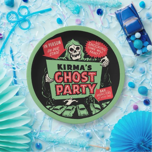 50年代のKirmaの幽霊のパーティーの幽霊ショーポスターデザイン ペーパープレート (パーティー)