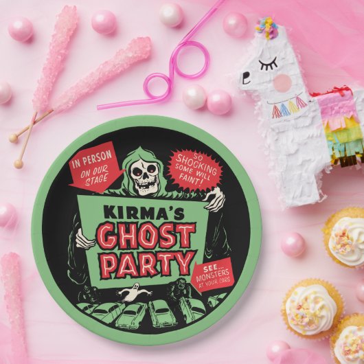 50年代のKirmaの幽霊のパーティーの幽霊ショーポスターデザイン ペーパープレート (パーティー)