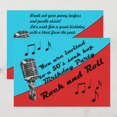 50年代ソックホップ・バースデーパーティ レトロな楽しみ 招待状 (正面/裏面)