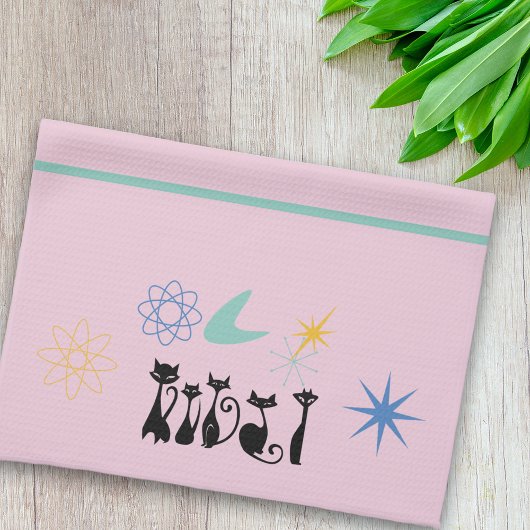 50年代モダン半ば黒猫の原爆 キッチンタオル