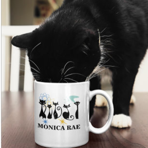 50年代モダン半ば黒猫 コーヒーマグカップ