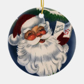 50年代レトロすてきサンタクロース、ヴィンテージクリスマス セラミックオーナメント (正面)