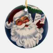 50年代レトロすてきサンタクロース、ヴィンテージクリスマス セラミックオーナメント (裏面)