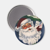 50年代レトロすてきサンタクロース、ヴィンテージクリスマス マグネット (正面/裏面)