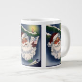 50年代レトロな陽気なサンタクロース、ヴィンテージクリスマス ジャンボコーヒーマグカップ (正面右)