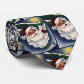 50年代レトロな陽気なサンタクロース、ヴィンテージクリスマス ネクタイ (ロール)