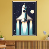 50年代レトロ宇宙時代ロケット宇宙船 キャンバスプリント (インサイチュ (リビング))