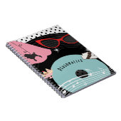 50年代1950年代のレコードレトロプードルスカート&メガネ ノートブック (右側)