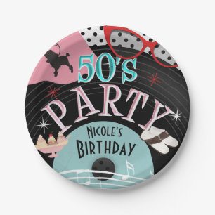 50年代1950年代レコードテーマ誕生会カスタム ペーパープレート